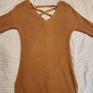 Mustard Knit Sweater Dress